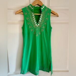 INC International Concepts Green Embroidered Tunic
